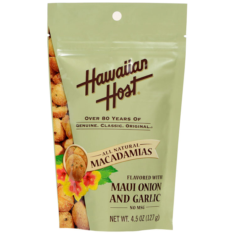 製菓品/
Hawaiian Host マウイオニオン&ガーリック マカダミアナッツ スタンドアップバッグ4.5oz 5袋セット