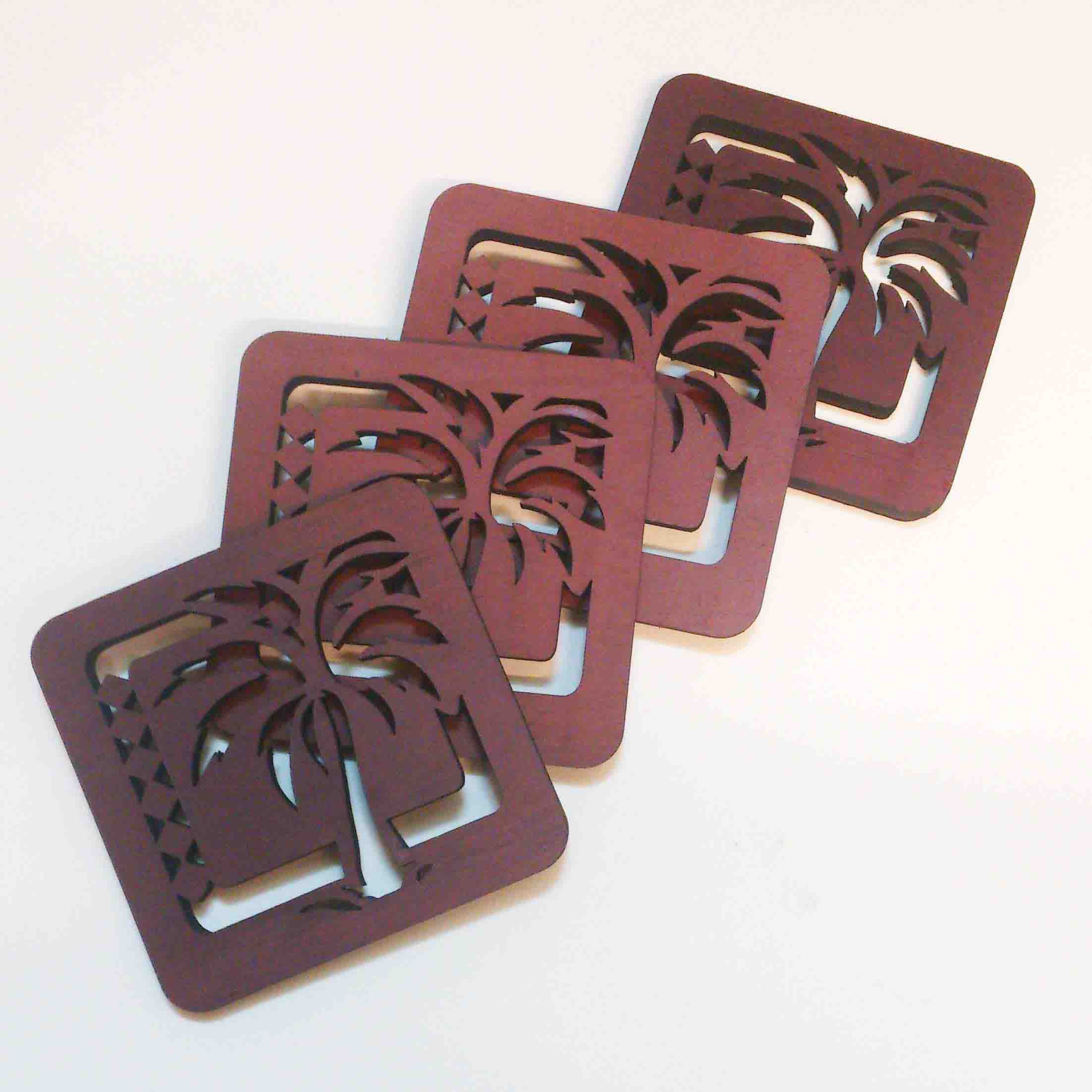 yLb`zLaser Engraved Wood Coasters - Palm Tree/EbhR[X^[ p[c[4Zbg^nCAG݁^Lb`pi^H