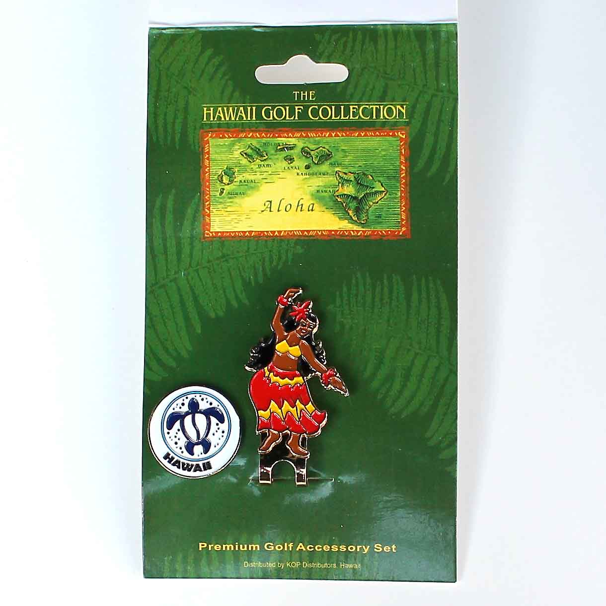 yHawaii Golf Collectionz Golf Accessory Set / Hat Clip & Ballmarker / Hula Girl & Honu^nCAG݁^X|[cpi^Stpi