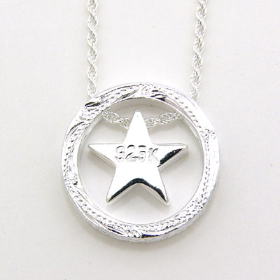 yStering Silver JewelryzVo[y_g SP Scroll Circle + Star Pendant/SS^nCAWG[^Vo[^Vo[lbNXEy_g