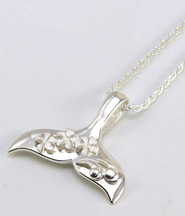 Whale Tail Pendant Top w/3 Plumeria & Wave^nCAWG[^Vo[^Vo[lbNXEy_g