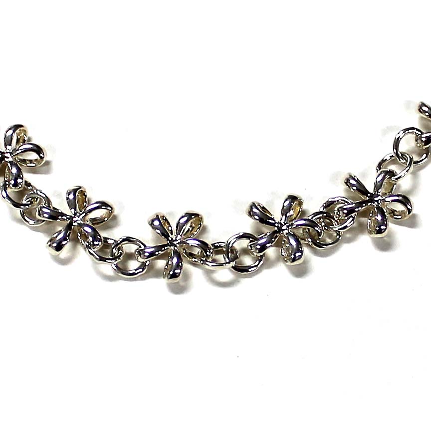 yStering Silver JewelryzVo[ANbg Plumeria Anklet  8mm/SS/W^nCAWG[^Vo[^Vo[ANbg