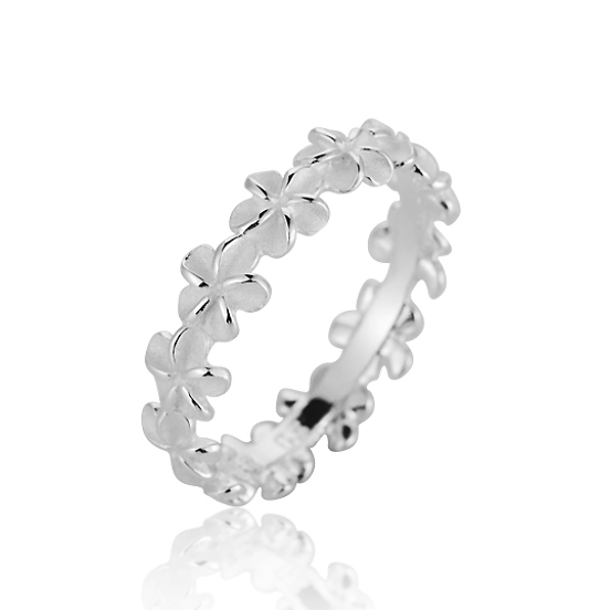 ハワイアンジュエリー/
【Stering Silver Jewelry】シルバーリングSR Plumeria Lei Ring (S)/SS